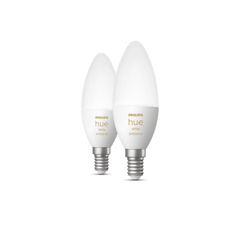 Product of Pack of 2u E14  Smart LED Bulbs PHILIPS Hue White 5.2W B39 470 lm