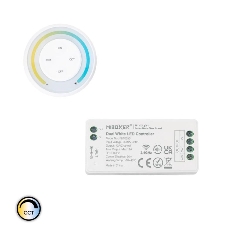 Product of MiBoxer 12/24V DC CCT LED Dimmer Controller + MiBoxer Sunrise Round RF Remote