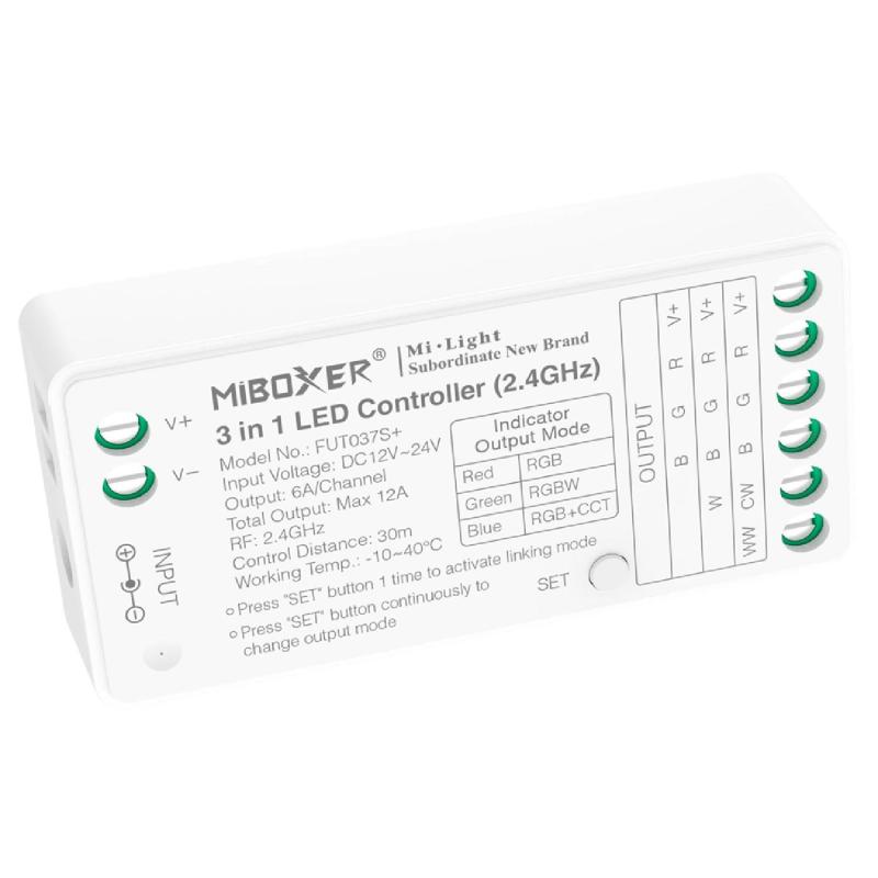 Produkt od Přijímač 3 v 1 pro LED Pásky RGB/RGBW/RGB+CCT 12/24V DC MiBoxer FUT037S+ 