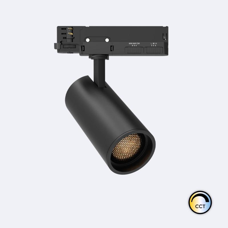 Produit de Spot LED sur Rail Triphasé 40W Fasano Anti-éblouissement CCT Dimmable Noir