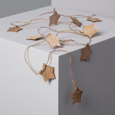 Product of 2.2m Wooden Star LED Garland Battery Operated