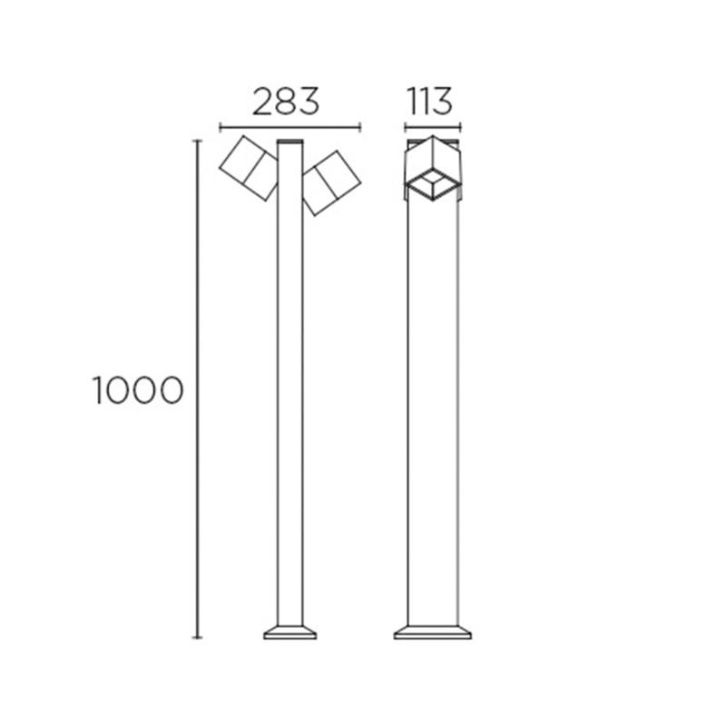 Produit de Balise LED Extérieure 22W en Saillie sur pied 100cm Cubus Bollard LEDS-C4 55-9944-Z5-CL 