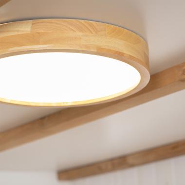 Product van Plafondlamp LED 20W Rond  Hout Ø400 mm CCT Selecteerbaar Kayu