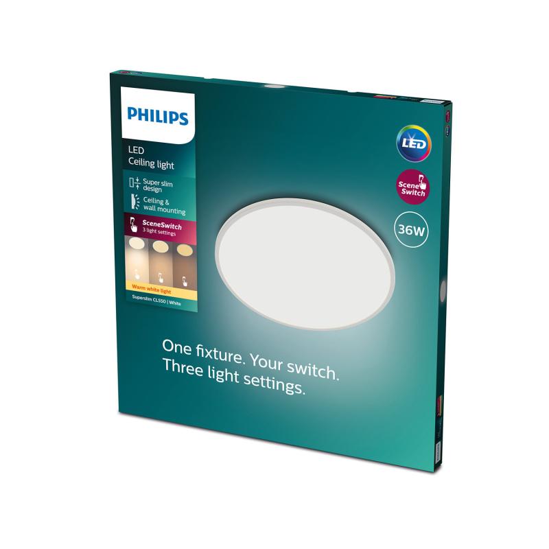 Prodotto da Plafoniera LED 18W PHILIPS CL550 SuperSlim IP44 Regolabile 3 Step 