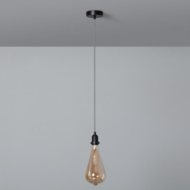 Product of Pendant Lamp Holder with Lampholder Black & White Textile Cable