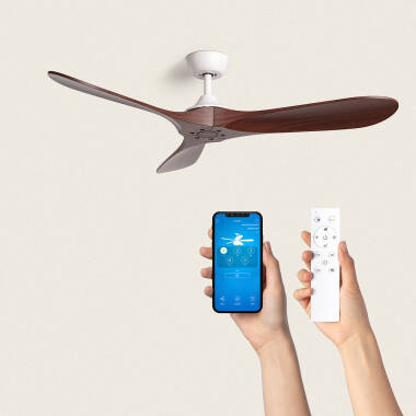 Spetses Silent Ceiling Fan with DC Motor in White Wood 132cm