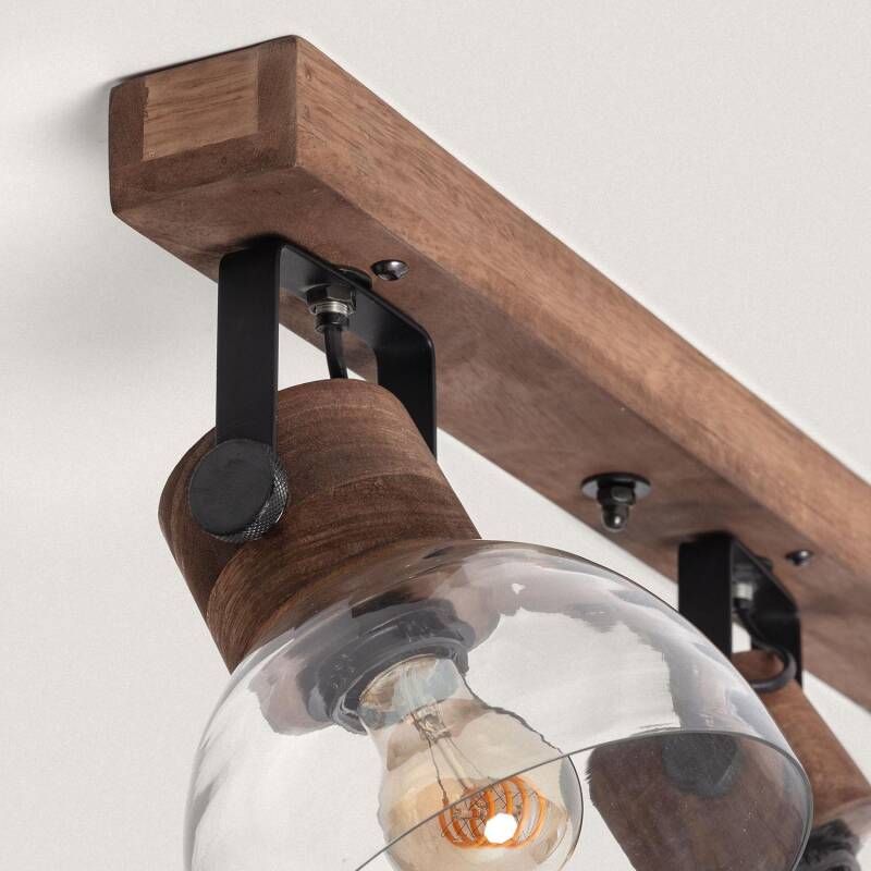 Product of Dallas 4 Spotlight Wood & Glass Ceiling Lamp ILUZZIA