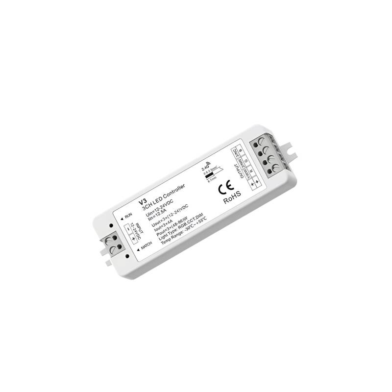 Product of Dimming Controller compatible with RF Remote for 12/24V DC Monochrome/CCT/RGB LED Strips 