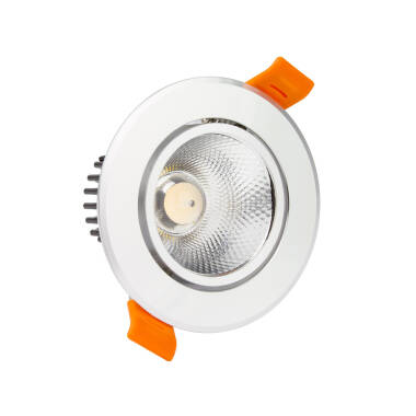 Round Adjustable 12W LED Downlight Ø90mm Cut Out COB No Flicker in Silver