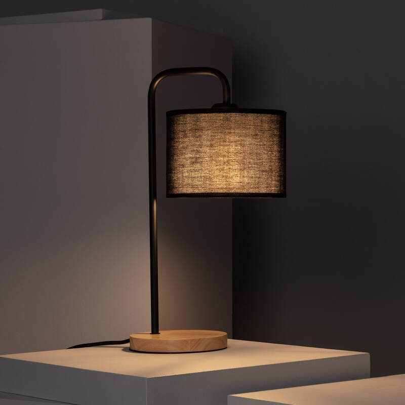 Produit de Lampe à Poser Bois et Tissu Diyara