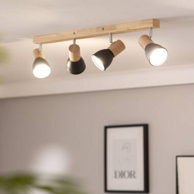 Product of Tautau 4 Spotlight Wood & Metal Ceiling Lamp 