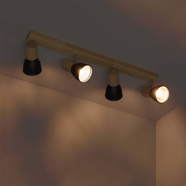 Product of Tautau 4 Spotlight Wood & Metal Ceiling Lamp 