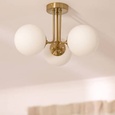 Prodotto da Lampadario Metallo e Vetro Moonlight Brass 3 punti luce