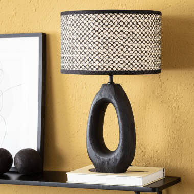 Product of Darshan Wooden Table Lamp in Black ILUZZIA 