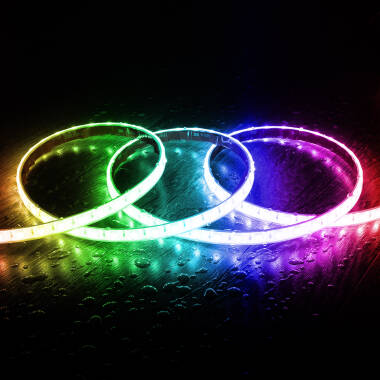 LED Strip RGB 220V SMD5050 Silicone FLEX 60 LED/m Breedte 12mm IP67 knippen om de 100 cm met afstandsbediening