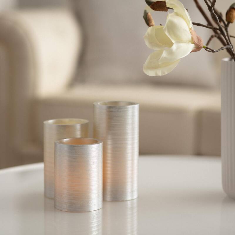 Product of Pack of 3u LED Natural Wax Special Flame Candles in Silver