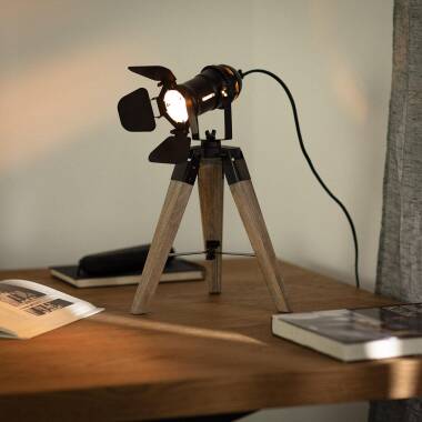 Produit de Lampe à Poser Métal et Bois Cinema Kurangna XS