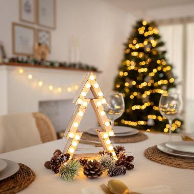 Prodotto da Albero di Natale Legno LED con Batteria Gaspar 