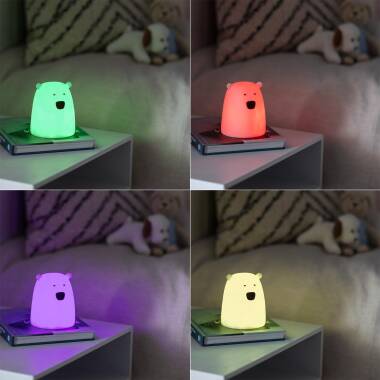 Product of Children's Bear Bedside Table Multicolor Battery LED Lamp 