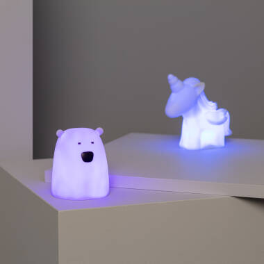 Product of Children's Bear Bedside Table Multicolor Battery LED Lamp 