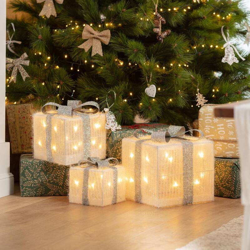 Prodotto da Pack di 3 Scatole Regalo Natalizie con Nastro LED