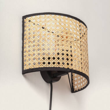 Product van Wandlamp van Metaal en Rotan Alofi 