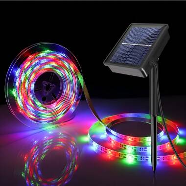 LED-Streifen Aussen Solar RGB 3V DC 30LED/m 5m IP65 Breite 8mm Schnitt alle 3cm