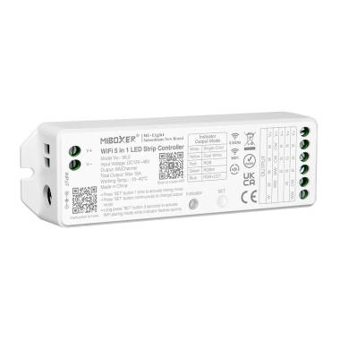 Controller Regolatore LED Wi-Fi 5 in 1 per striscia LED monocolore/CCT/RGB/RGBW/ RGBWW 12/48V DC MiBoxer