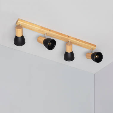 Tautau 4 Spotlight Wood & Metal Ceiling Lamp