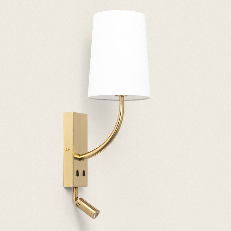 Product van Wandlamp met Leeslamp 2.5W Metaal Gold-Teylo Conne