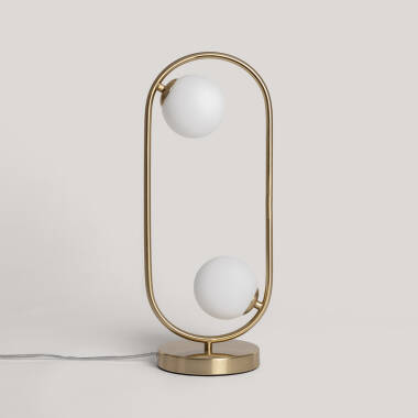 Lampada da Tavolo Metallo e Vetro Moonlight Brass 2 Faretti