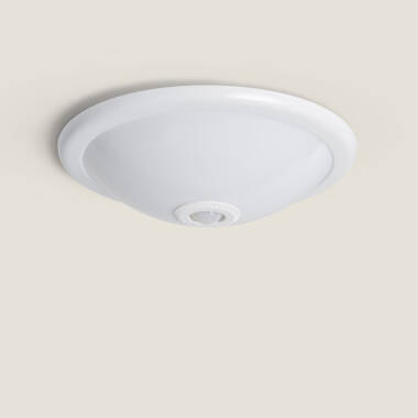 Plafoniera LED Circolare 2x E27 con Sensore di Movimento PIR e Design Crepuscolare