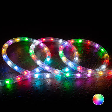 220V RGB Round LED Rope Light 36LED/m Cut at Every 100cm Custom Length IP65