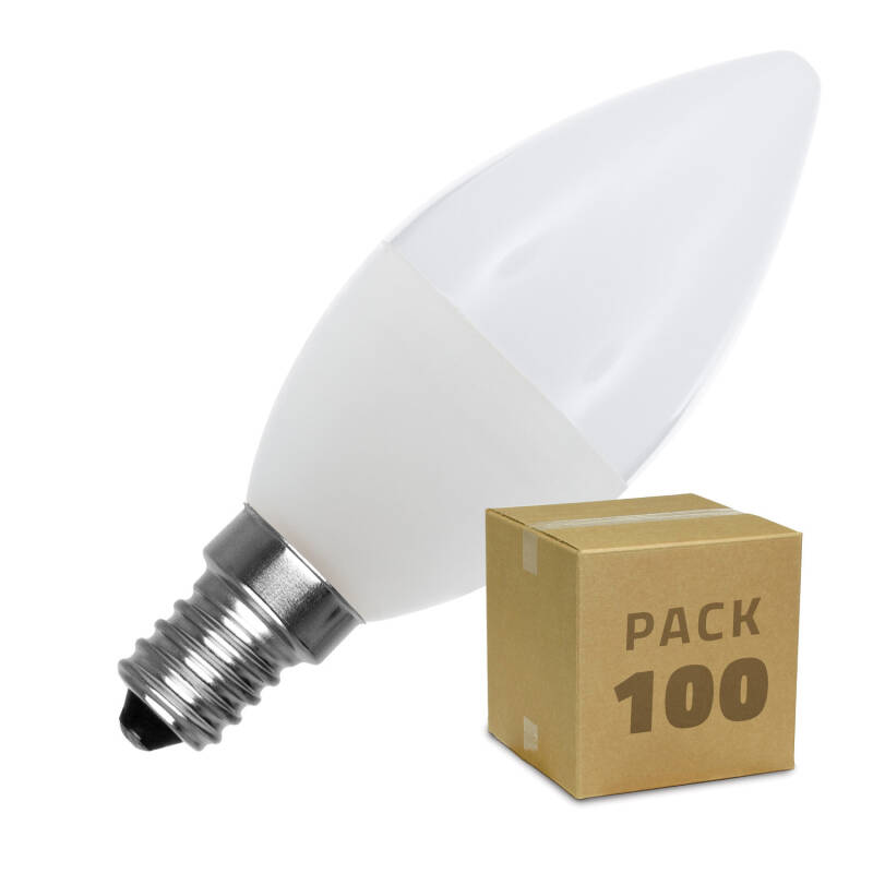 Product van Doos met 100St LED Lampen E14 C37 5W Koel Wit