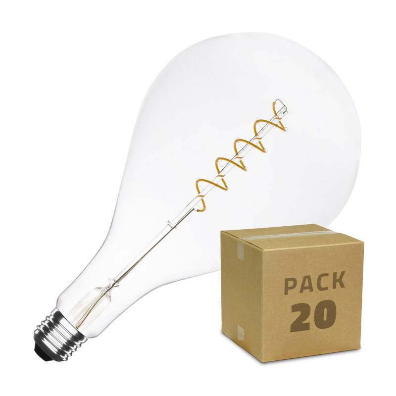 Produit de [NO ACTIVAR]Boîte de 20 Ampoules LED E27 Dimmable Filament Spirale PS165 4W Blanc Chaud