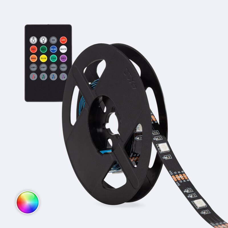 Product of 2m 5V DC RGB LED Strip 24LED/m with USB for TV IP20