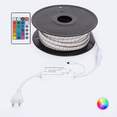 LED Streifenrolle RGB 220V AC 192 LED/m Breite 14 mm 25 Meter IP65 Schnitt Lötbar 10 cm