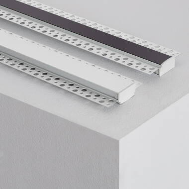 2m Aluminium Recessed in Plaster / Plasterboard for Double LED Strips