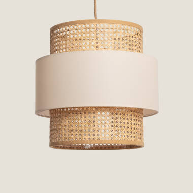 Amaia Rattan & Fabric Pendant Lamp