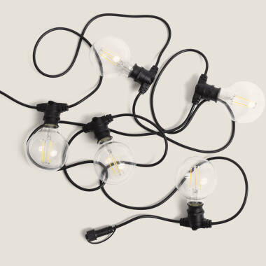 KIT Outdoor 5m Garland in Black + 5 6W B22 G95 LED Filament Bulbs IP44