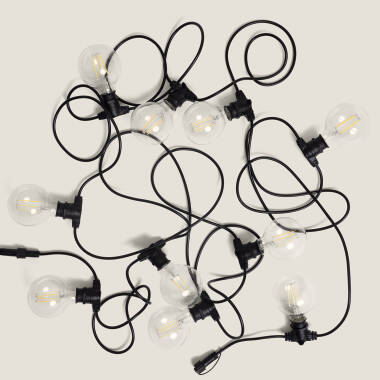 KIT Outdoor 10m Garland in Black + 5 6W B22 G95 LED Filament Bulbs IP44