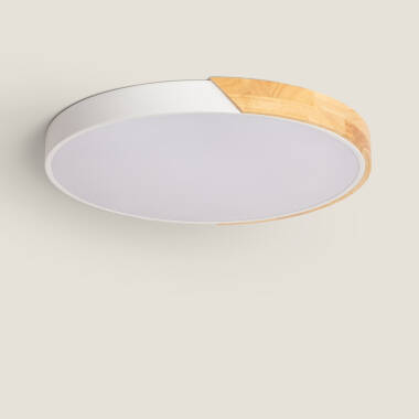 Plafonnier LED Rond Bois 36W CCT Sélectionnable Semi-Dari Ø500 mm