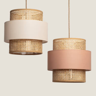 Hanglamp Rotan en Stof Amaia