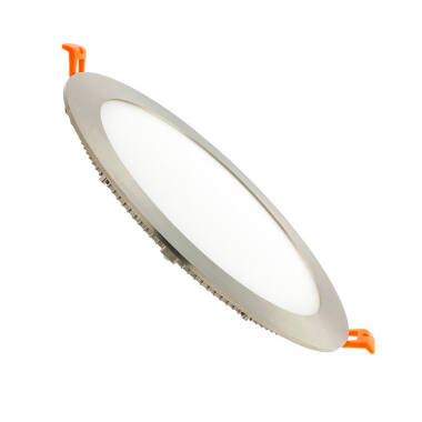 Dalle LED 18W Ronde Extra-Plate Coupe Ø 205 mm Argentée