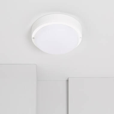 White 15W HUBLOT Round Outdoor LED Surface Panel IP65 Ø140 mm