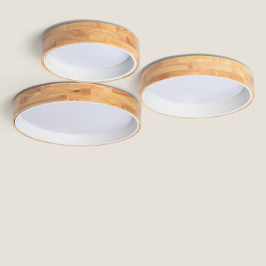 Plafonnier LED Rond Bois 30W CCT Sélectionnable Dari Ø570 mm