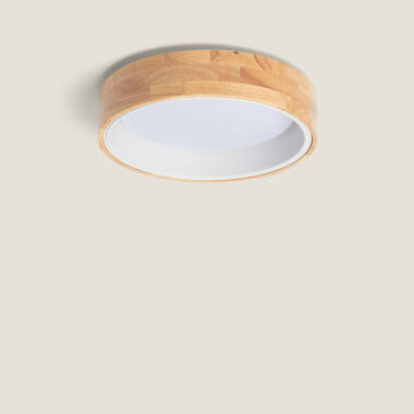 15W Dari Round Wood LED Surface Panel CCT Selectable Ø370 mm