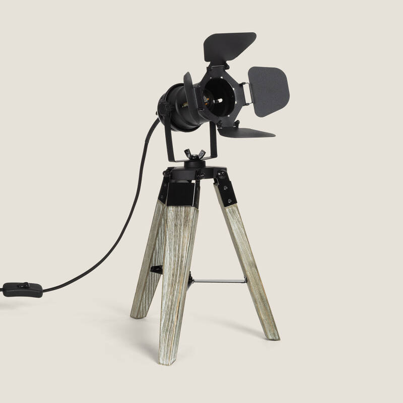 Produit de Lampe à Poser Métal et Bois Cinema Kurangna XS