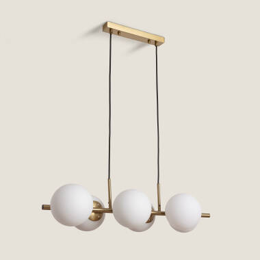 Hanglamp Metaal en Glas Moonlight Brass  6 spots