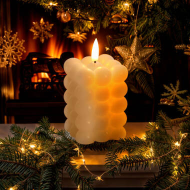 8.8cm Square Natural Wax LED Candle Battery Operated